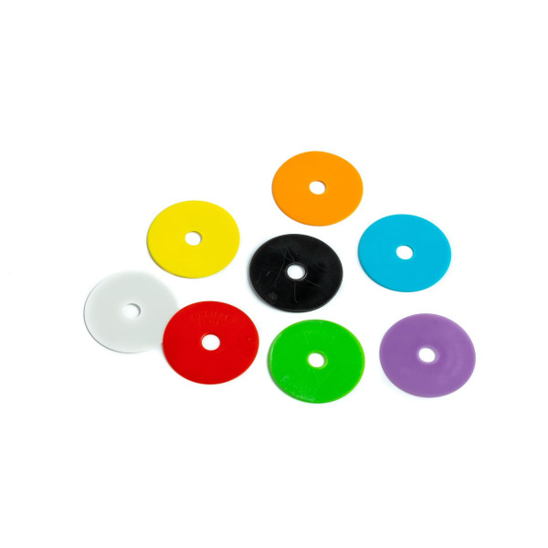 Coloured cattle identification discs in eight colours
