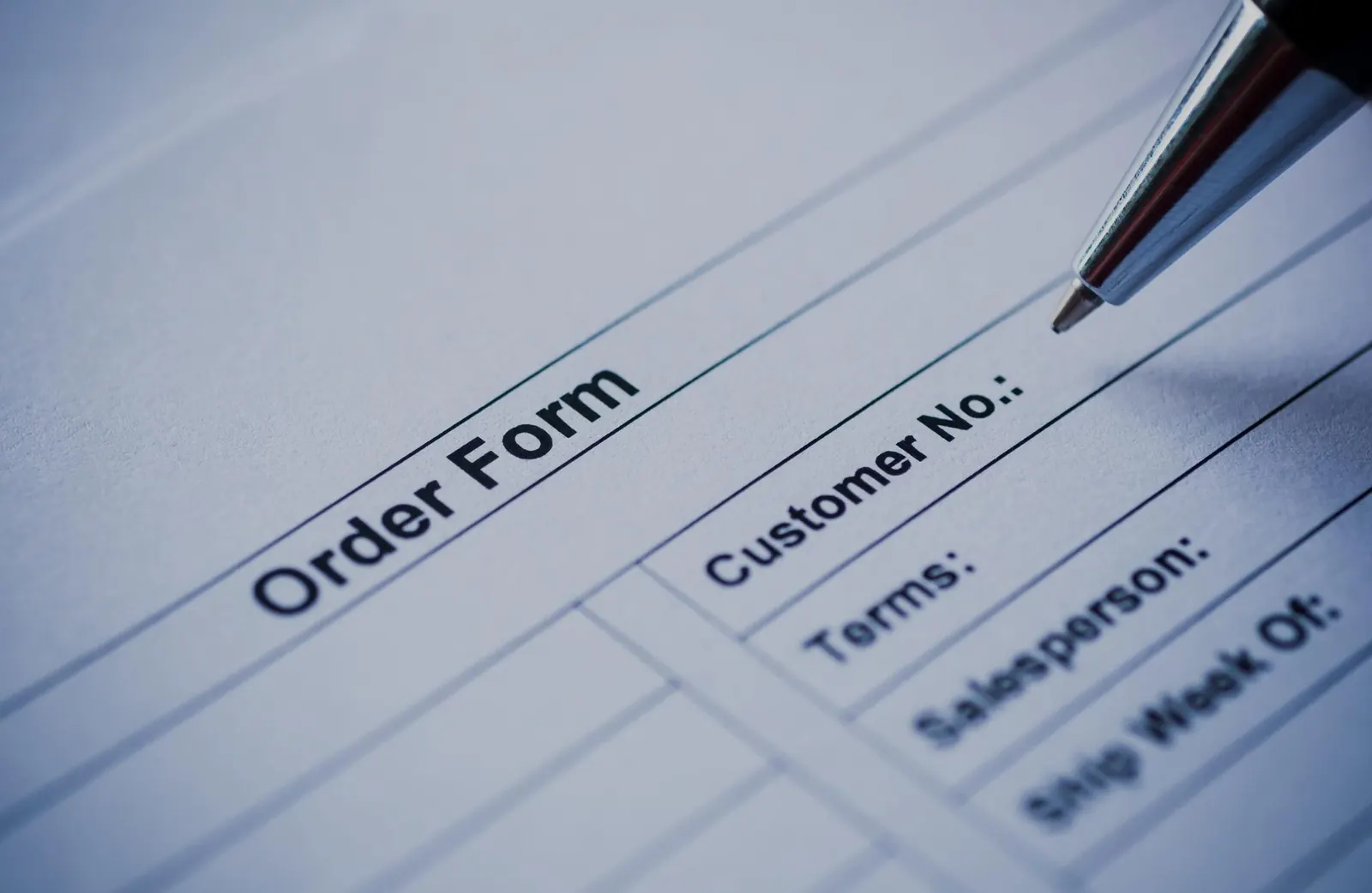 Pen filling in an order form